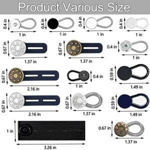 24 Pcs Extender Button Set, Flexible Adjustable Elastic Waist Extender Button, Invisible Collar Neck Extenders, No-Sew Extend Buttons for Women and Men's Pants Jeans Skirts Clothing Supplies