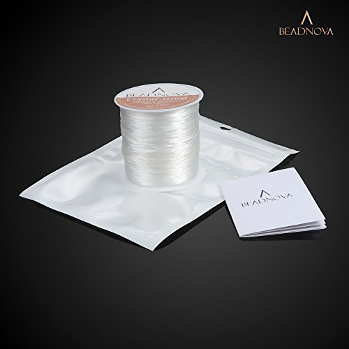 BEADNOVA 1mm Elastic Stretch Crystal String Cord for Jewelry Making Bracelet Beading Thread 60m/roll (Clear White)