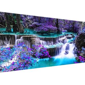 diy 5d diamond painting kits for adults waterfall embroidery full round drill large size(31.5×11.8 inch) diamond crystal gem arts painting craft for home wall decor