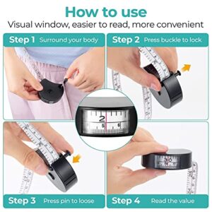 Automatic Telescopic Tape Measure, Soft Measuring Tape for Body Measurements, Weight Loss, Fitness, Muscle Gain. Lock Pin, Retractable Button, Measures Body Part Circumferences, 60Inch / 150cm