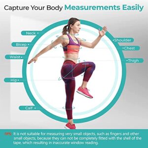 Automatic Telescopic Tape Measure, Soft Measuring Tape for Body Measurements, Weight Loss, Fitness, Muscle Gain. Lock Pin, Retractable Button, Measures Body Part Circumferences, 60Inch / 150cm