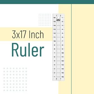 Mr. Pen- Sewing Ruler, 3 x17 Inch, Acrylic Ruler, Quilting Ruler, Cutting Ruler, Acrylic Ruler for Cutting Fabric, Rulers for Quilting and Sewing, Non Slip Quilt Rulers, Sewing Supplies