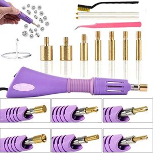 hotfix applicator, 7-in-1 hot fix rhinestone applicator wand setter tool kit with 7 tips, 2 pencils and tweezers