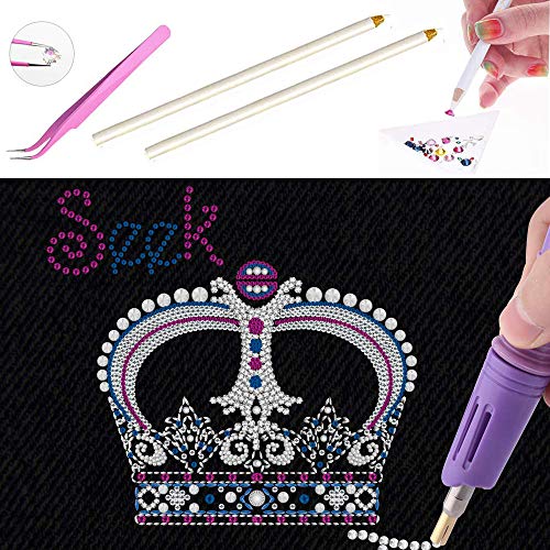 Hotfix Applicator, 7-in-1 Hot Fix Rhinestone Applicator Wand Setter Tool Kit with 7 Tips, 2 Pencils and Tweezers