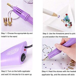 Hotfix Applicator, 7-in-1 Hot Fix Rhinestone Applicator Wand Setter Tool Kit with 7 Tips, 2 Pencils and Tweezers