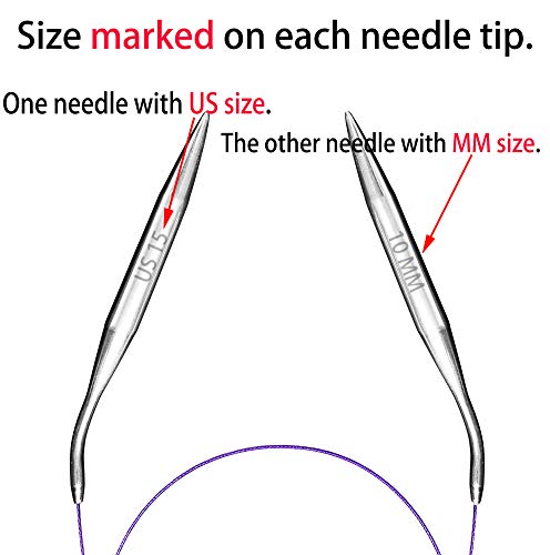 Circular Knitting Needles Set Round Needle Metal Magic Loop 40 Inch Size 15 13 11 10 8 7 6 5 4 1.5