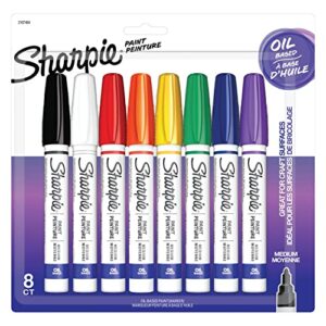 sharpie oil-based paint markers, medium point, assorted colors, 8 count – great for rock painting