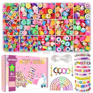 1140pcs flower smiley face beads polymer clay bead kit include y2k mixed fruit spacer trendy clay beads charms for jewelry making, bracelet making kit accessories for women girls