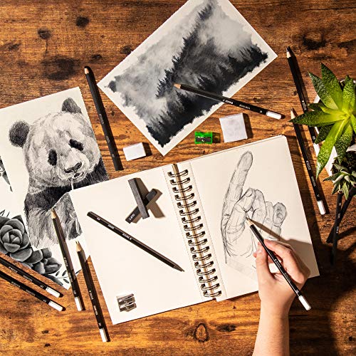 Zenacolor - Drawing Set, Sketch Kit for Beginners or Professional - Sketching kit with Sketchbook, 8 Drawing Pencils, 3 Charcoal Pencils, 1 Graphite Pencil, 2 Charcoal Sticks