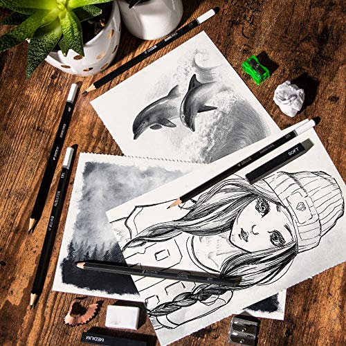 Zenacolor - Drawing Set, Sketch Kit for Beginners or Professional - Sketching kit with Sketchbook, 8 Drawing Pencils, 3 Charcoal Pencils, 1 Graphite Pencil, 2 Charcoal Sticks