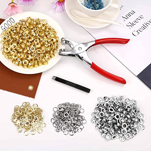 1203Pcs Grommet Tool Kit with Eyelet Pliers, PAXCOO 1/4 Inch Fabric Grommet Kit with Fabric Eyelets Grommets, Washers and Hole Punch Grommet Hand Press kit for Fabric/Leather/Belt/Shoes/Cloths