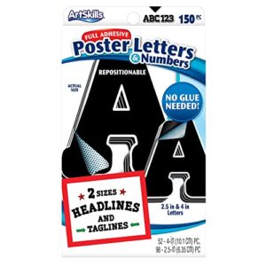 ArtSkills Paper Poster Letters and Numbers for Projects and Crafts, 4" and 2.5", Black, 150 Pieces