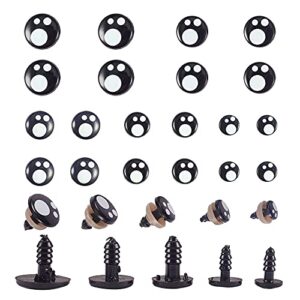 ph pandahall resin safety eyes, 100pcs 5 size craft eyes black stuffed crochet eyes kawaii eyes with 100pcs washers for teddy bear, amigurumi craft, puppet, plush animal making (8/ 10/ 12/ 14/ 16mm)