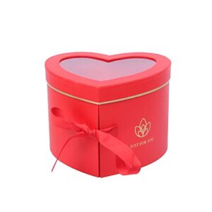 xixcherg heart-shaped paper mache boxes for packaging, luxury flower cardbord boxes with lids and ribbons, ideal for crafting & storage accessories cosmetics jewelry gifts home (red)