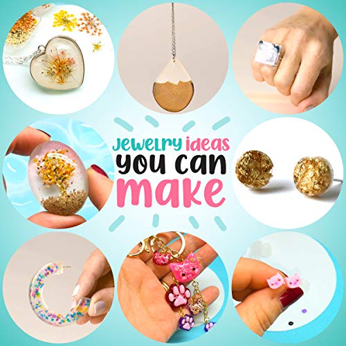 Goody King Resin Jewelry Making Starter Kit - Resin Kits for Beginners with Molds and Resin Jewelry Making Supplies - Silicone Casting Mold, Tools Set Clear Epoxy Resin for DIY Jewelry