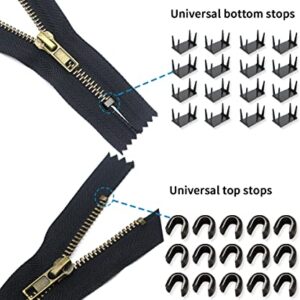 Zipper Repair Kit (52 Pcs), Universal #5 Zipper Replacement Slider Kit, Zipper Pull Replacement, Zipper Fix Repair Kit for Jackets, Coats, Boot, Backpack, Hoodie, Metal, Plastic & Nylon Coil Zippers