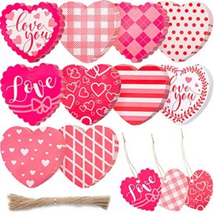 starrky 120pcs heart shaped gift tags, valentine gift tags hanging paper label with twine for valentine’s day wedding party gift wrapping diy crafts decoration