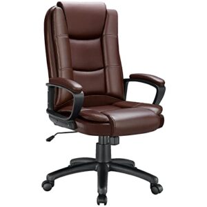 ofika office chair computer desk chair gaming – ergonomic high back cushion lumbar support with wheels comfortable black leather racing seat adjustable swivel rolling home executive (brown)