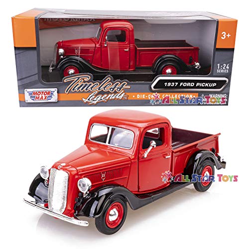 1937 Ford Pick Up Truck, Red With Black - Showcasts 73233 - 1/24 Scale Diecast Model Car by Motor Max