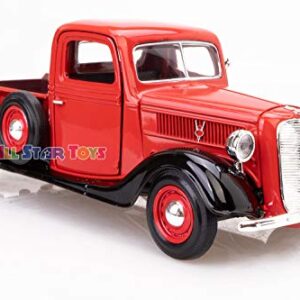 1937 Ford Pick Up Truck, Red With Black - Showcasts 73233 - 1/24 Scale Diecast Model Car by Motor Max