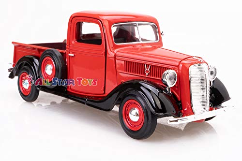 1937 Ford Pick Up Truck, Red With Black - Showcasts 73233 - 1/24 Scale Diecast Model Car by Motor Max