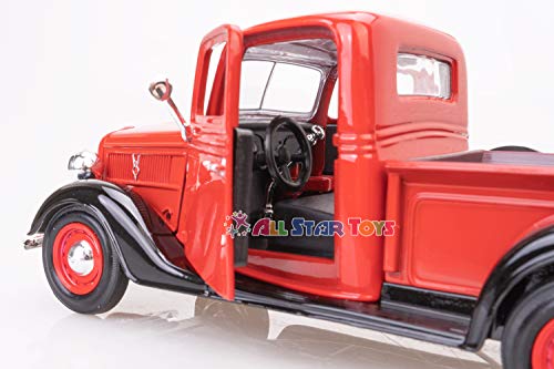 1937 Ford Pick Up Truck, Red With Black - Showcasts 73233 - 1/24 Scale Diecast Model Car by Motor Max