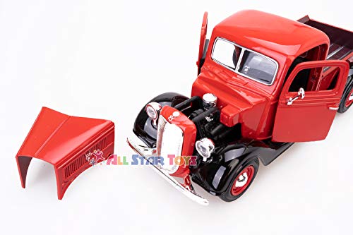 1937 Ford Pick Up Truck, Red With Black - Showcasts 73233 - 1/24 Scale Diecast Model Car by Motor Max