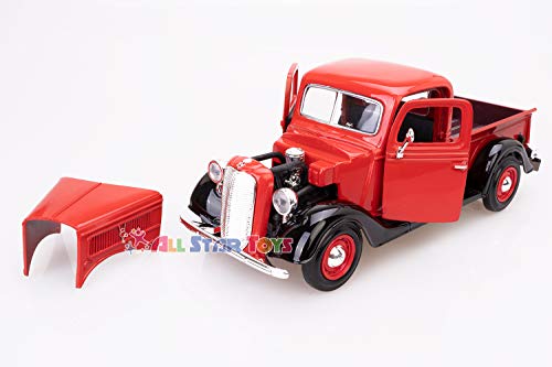 1937 Ford Pick Up Truck, Red With Black - Showcasts 73233 - 1/24 Scale Diecast Model Car by Motor Max