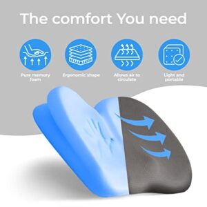 Klaudena | Memory Foam Seat Cushion for Office Chair, Coccyx Lower Back Support Tailbone Pain Relief, Lumbar Support Cushions, Work Chair Pad Butt Pillow, Sciatica, Correct Posture, Desk Chair Cushion