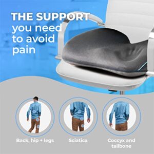 Klaudena | Memory Foam Seat Cushion for Office Chair, Coccyx Lower Back Support Tailbone Pain Relief, Lumbar Support Cushions, Work Chair Pad Butt Pillow, Sciatica, Correct Posture, Desk Chair Cushion