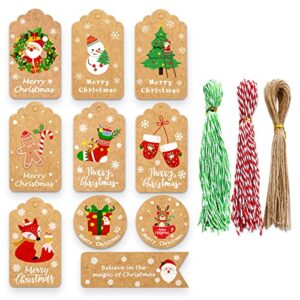 150 pack christmas paper gift tags, pre-punched xmas paper tags for diy xmas holiday present wrap stamp and label package name card