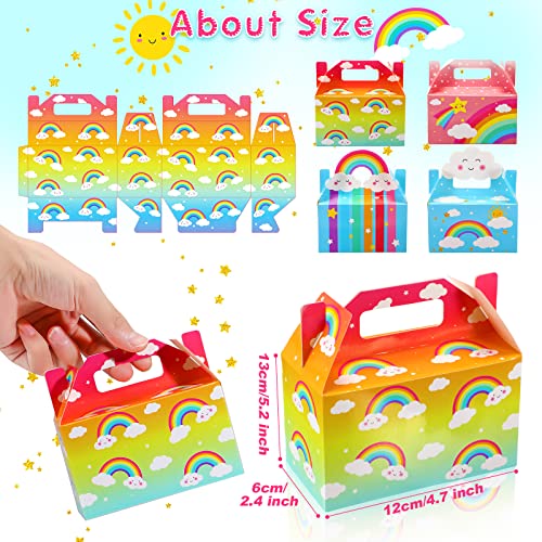 Nezyo 24 Pack Rainbow Party Favor Boxes Cloud Treat Decorations Favors Kraft Paper Goodie with Handles Candy Goodies Gift for Kids Birthday Baby Shower Supplies