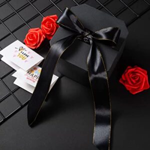 JSUPMKJ Money Pull Box for Cash Gift, Money Roll Gift Box with Flower, Ribbon Gift Box, Money Gift Box Pull for Birthday/Christmas/Valentine's Day (Black)