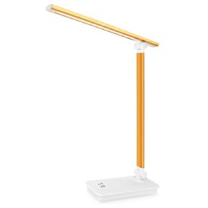 lapeort led desk lamp with usb charging port, dimmable eye-caring desk lamp for home office, touch control cute table lamp with 5 lighting modes, 3 level brightness