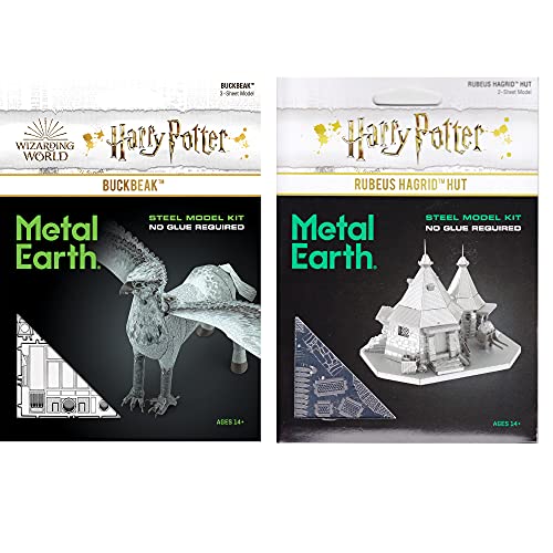 Metal Earth Fascinations 3D Metal Model Kits Harry Potter Set of 2 - Rubeus Hagrid Hut - Buckbeak