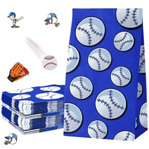 30 pack baseball goodie gift bags baseball party treat favor bags blue baseball snack paper bags for team sports theme birthday party decor game celebration