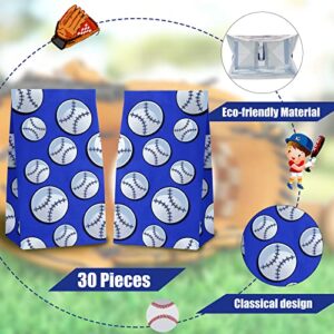 30 Pack Baseball Goodie Gift Bags Baseball Party Treat Favor Bags Blue Baseball Snack Paper Bags for Team Sports Theme Birthday Party Decor Game Celebration