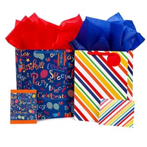16.5″ gift bags for birthday party – extra large gift bags with greeting card, tag, tissue paper – 2 pack