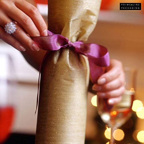 Wine Gift Bag - 12 Pack Large Brown Luxury Kraft Paper Bottle Bags with Jute Handles, Reusable, for Gift Bottles, Presents, Parties, Weddings, House Warming, Christmas, Holidays in Bulk - 5x4x14