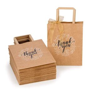 ospecks medium size 8×4.75×10 inch paper bags, 50 count, thank you gift bags bulk with handle (no bow or ribbon), brown kraft paper bags for retail shopping, wedding, goodies, merchandise for customers or guests