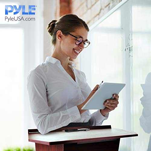 Pyle Foldable Desktop Lectern Podium Stand-Portable Folding Tabletop Desk Teacher Speaker Lecture Classroom Presentation Stand, Laptop Computer Book Holder-Pyle PLCTND41