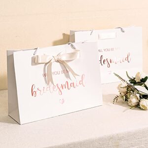 Crisky Will You Be My Bridesmaid Gift Bags, Bridesmaid Proposal Bags Bridesmaid Gift Rose Gold, 1 Maid of Honor & 6 Bridesmaid
