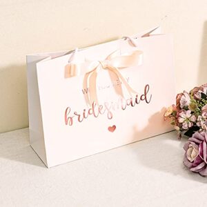 Crisky Will You Be My Bridesmaid Gift Bags, Bridesmaid Proposal Bags Bridesmaid Gift Rose Gold, 1 Maid of Honor & 6 Bridesmaid