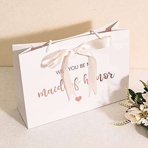 Crisky Will You Be My Bridesmaid Gift Bags, Bridesmaid Proposal Bags Bridesmaid Gift Rose Gold, 1 Maid of Honor & 6 Bridesmaid