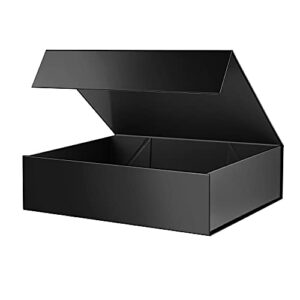 packhome gift box 13×9.7×3.4 inches, large gift box with lid, sturdy shirt box with magnetic lid for wrapping gifts (glossy metallic black)