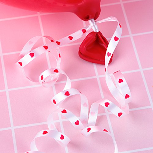 Coobey 300 Yards Curling Ribbon Heart Balloon Ribbons Roll Crimps Ribbon for Valentine's Day Party Festival, Balloon Gift Wrapping, Art Craft, 5mm (White)