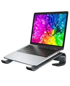 soqool laptop stand for desk, macbook stand sturdy laptop riser, ventilated ergonomic aluminum laptop holder compatible with 12 13 15.6 17 inch macbook pro air/hp/dell, work cooling computer stand