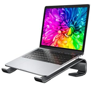 Soqool Laptop Stand for Desk, MacBook Stand Sturdy Laptop Riser, Ventilated Ergonomic Aluminum Laptop Holder Compatible with 12 13 15.6 17 Inch MacBook Pro Air/HP/Dell, Work Cooling Computer Stand