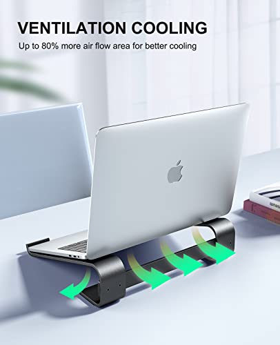 Soqool Laptop Stand for Desk, MacBook Stand Sturdy Laptop Riser, Ventilated Ergonomic Aluminum Laptop Holder Compatible with 12 13 15.6 17 Inch MacBook Pro Air/HP/Dell, Work Cooling Computer Stand