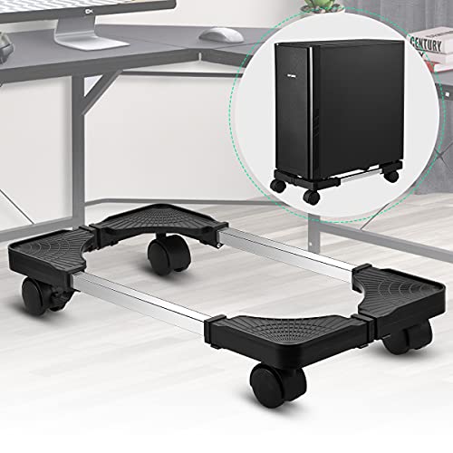 Computer Tower Stand, Adjustable Mobile CPU Stand with Rolling Caster Wheels, Premium PC Tower Stand Holder for Floor Carpet Gaming PC Case